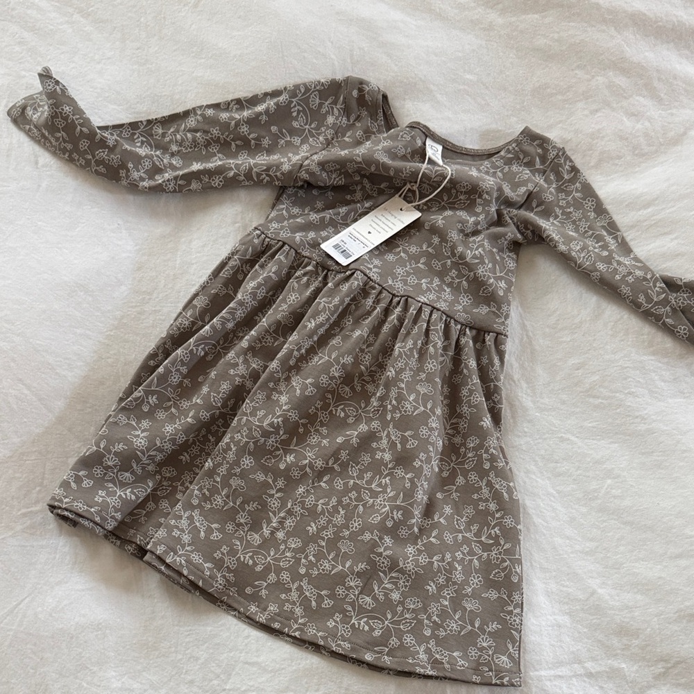 Colored Organics Gray Floral Kids Dress